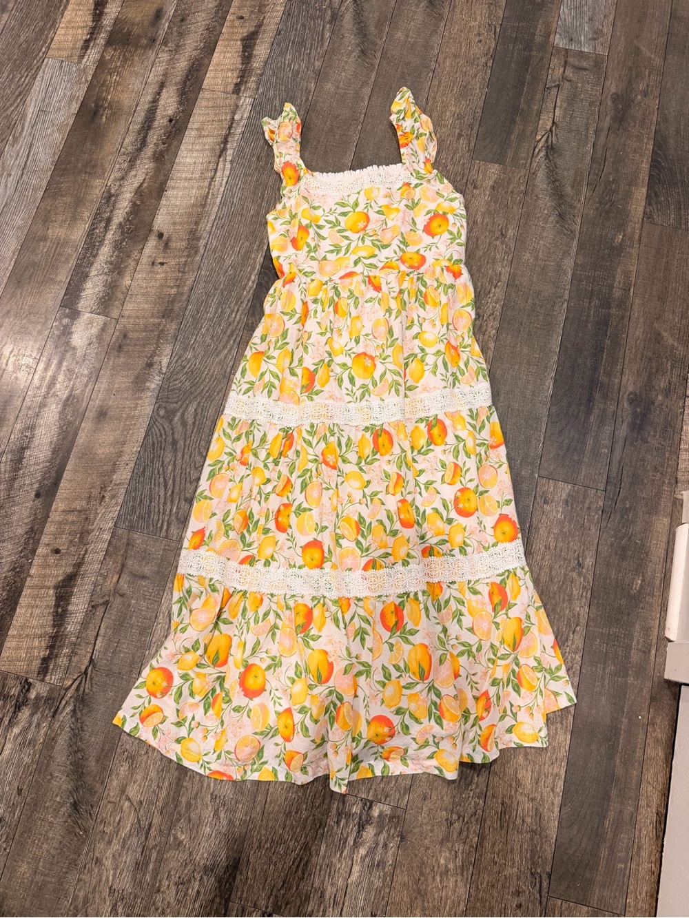 Rachel Zoe Citrus Tiered Maxi Dress Oranges Lemons